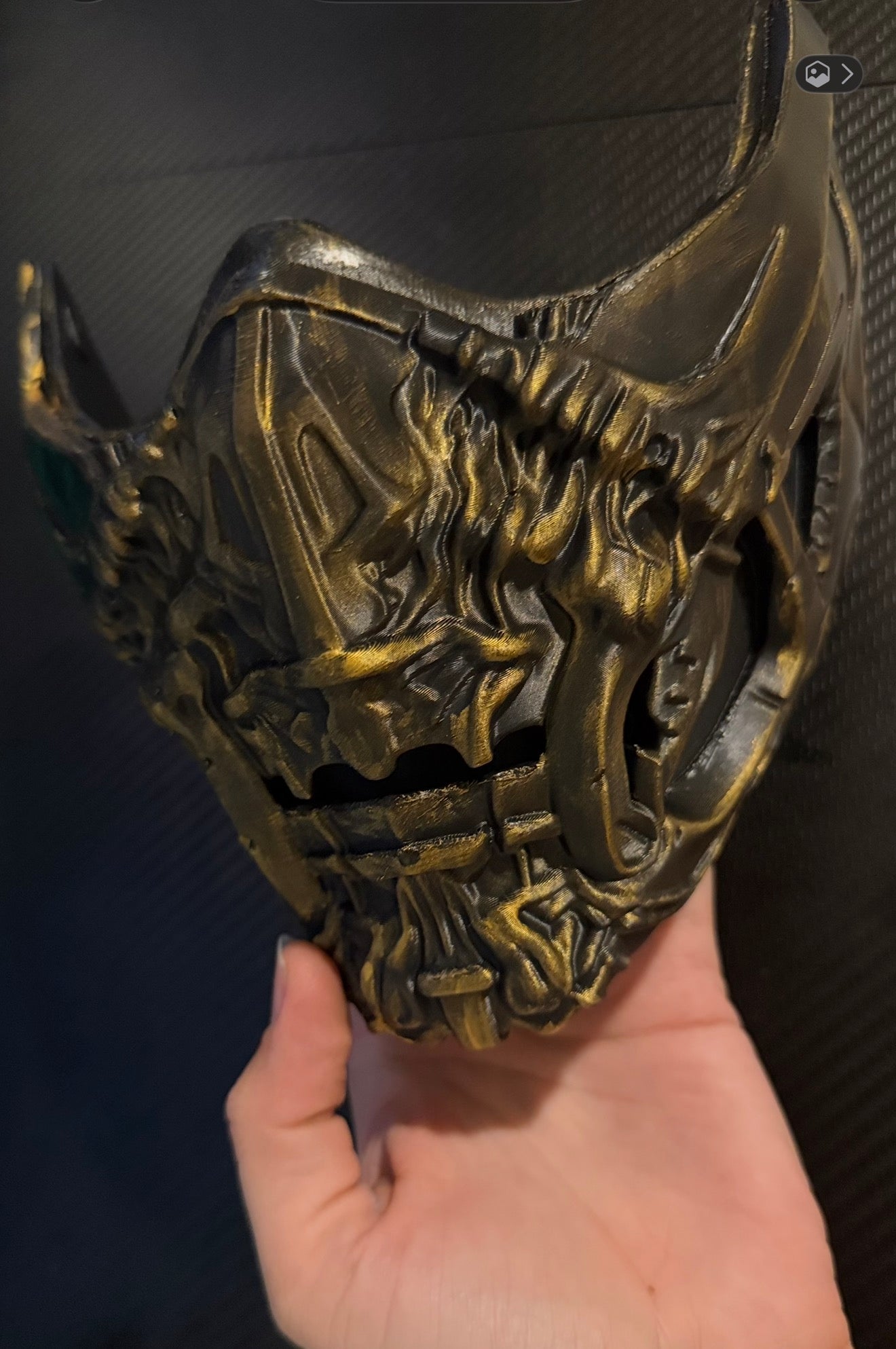 3D printed Scorpion mask from the 2026 Mortal Kombat movie, cosplay replica