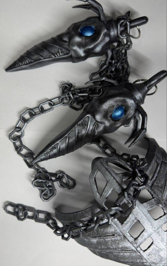 Scorpion kunai +chain +mask| Mortal Kombat 1995 Movie | 3D Printed Hand Painted | Fan Art Collectible | MK Desk Display-Cosplay |Gaming Gift