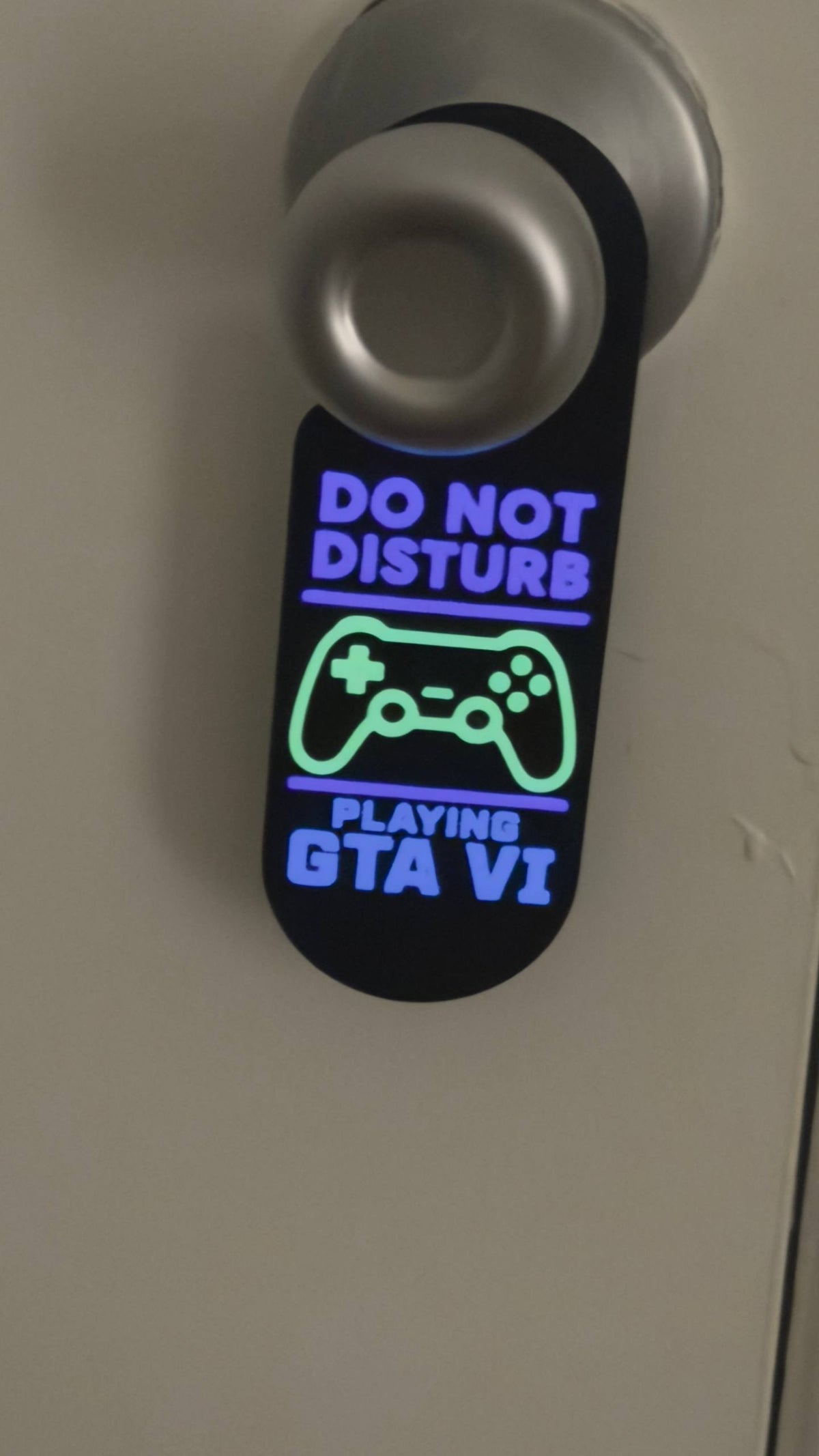 Glow in the Dark GTA 6 Gamer Door Hanger | Custom Do Not Disturb Sign