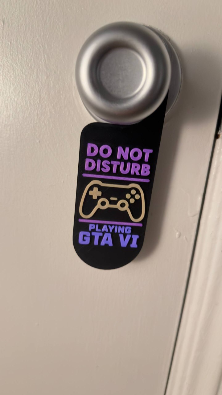 Glow in the Dark GTA 6 Gamer Door Hanger | Custom Do Not Disturb Sign