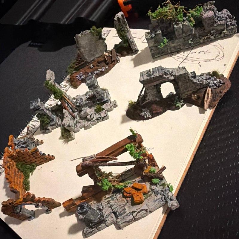 Dungeon Master Gift — Hand-Painted D&D Scatter Terrain, 6 Fantasy Ruins